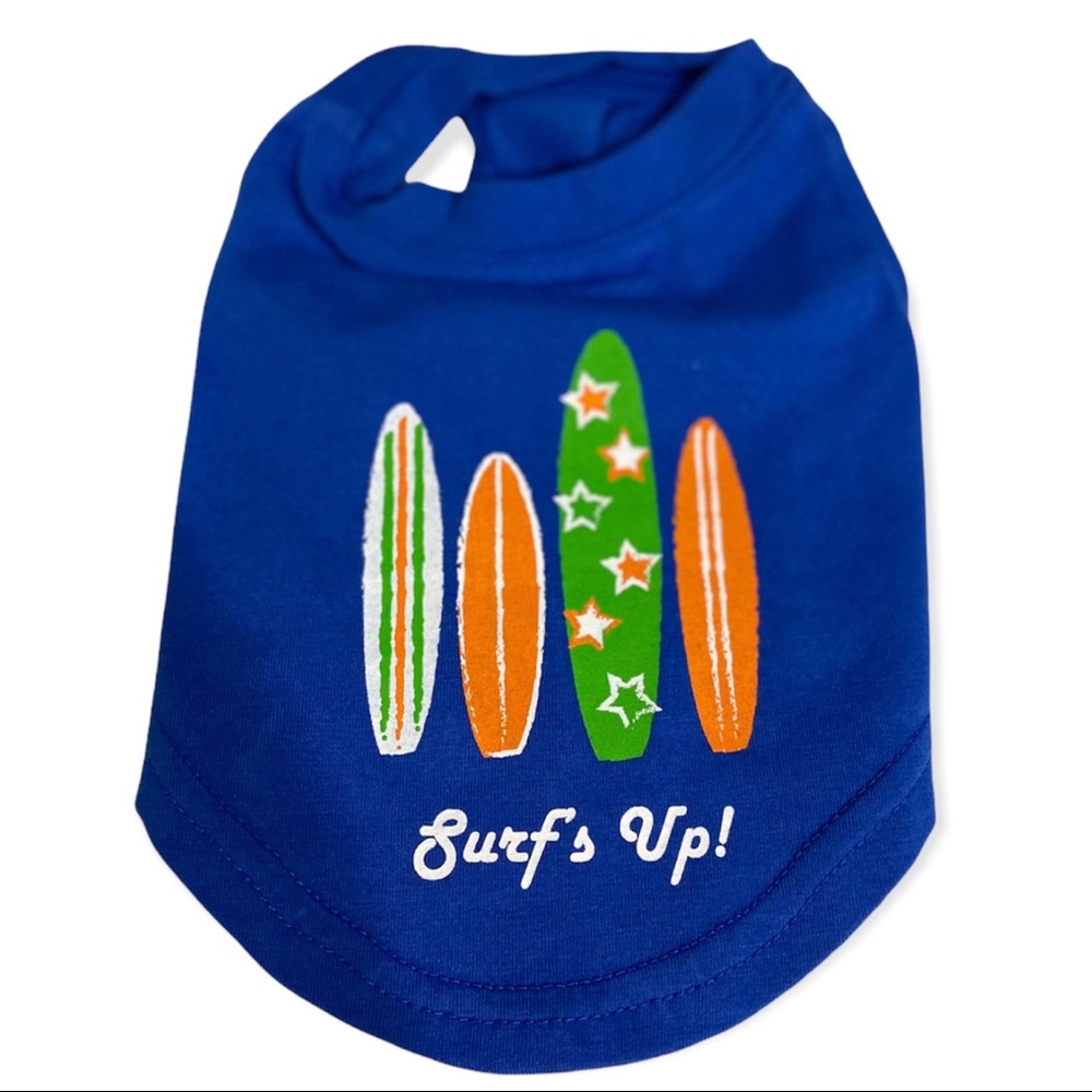 Stinky G Dog Shirt “Surf’s Up”, size XS/S